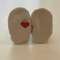 Reversible Baby Booties - Parchment + Strawberry Hearts