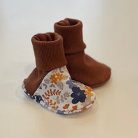 Reversible Baby Booties - Gingerbread + Wild Flowers