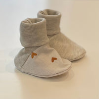 Reversible Baby Booties - Oatmeal Heather + Bright Hearts