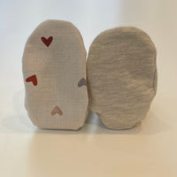 Reversible Baby Booties - Oatmeal Heather + Bright Hearts