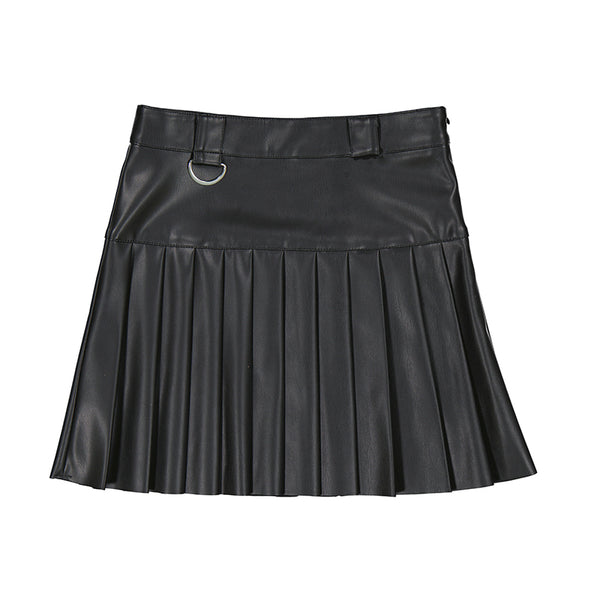 Mayoral Tween Faux Leather Pleated Skirt