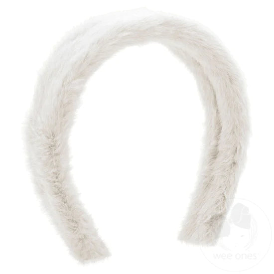 Wee Ones Faux Fur Tapered Headband - White