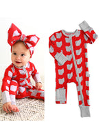 Gigi & Max Bamboo Sleepies Little Baby Zip - Ohio Red & Gray