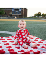 Gigi & Max Bamboo Sleepies Little Baby Zip - Ohio Red & Gray