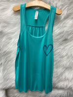 Lovie Apparel Heart Adult Graphic Tank - Blue & Navy