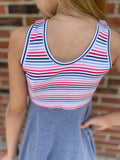 Lovie Apparel Tank Twirl Dress - Patriotic Stripe