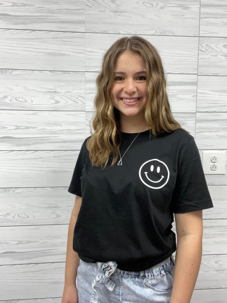 Lovie Apparel Black Smiley Adult Graphic T-Shirt