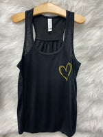 Lovie Apparel Heart Adult Graphic Tank - Black & Gold