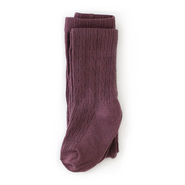 Little Stocking Co. Cable Knit Tights - Dusty Plum