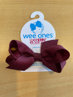 Wee Ones Mini Classic Grosgrain Hair Bow - Burgundy