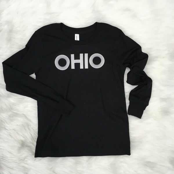 Lovie Apparel Black Multi-Line OHIO Youth Long Sleeve T-Shirt