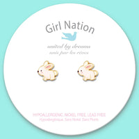 Girl Nation Glitter Rabbit Cutie Stud Earrings