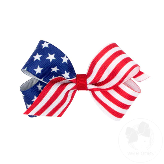 Wee Ones Mini Patriotic Stars and Stripes Bow