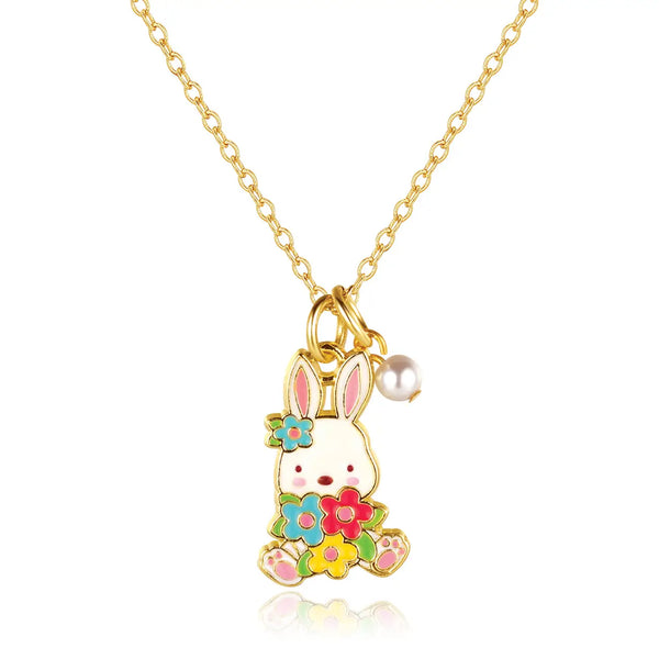 Girl Nation Easter Bunny & Blooms Sweet Petite Necklace