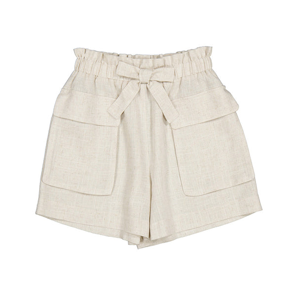 Mayoral Tween Paperbag Waist Linen Shorts