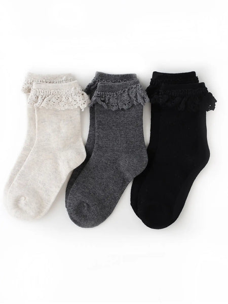 Little Stocking Co. Midnight Lace Midi Sock 3-pack