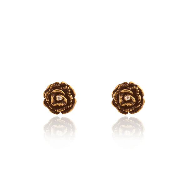 Girl Nation Antique Gold Rose Stud Earrings