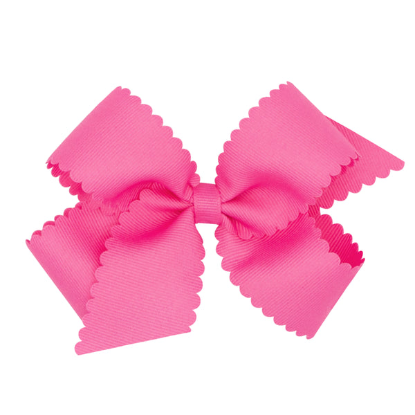 Wee Ones Medium Grosgrain Scalloped Edge Hair Bow - Hot Pink